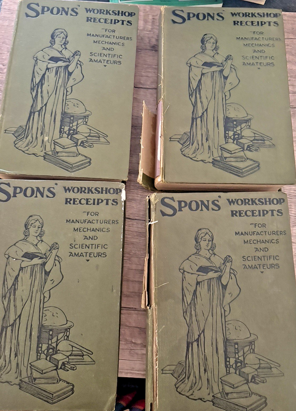 Set Spon's Workshop Receipts Vols 1, 2, 3, 4 Mechanics Scientific 1924 HC Good